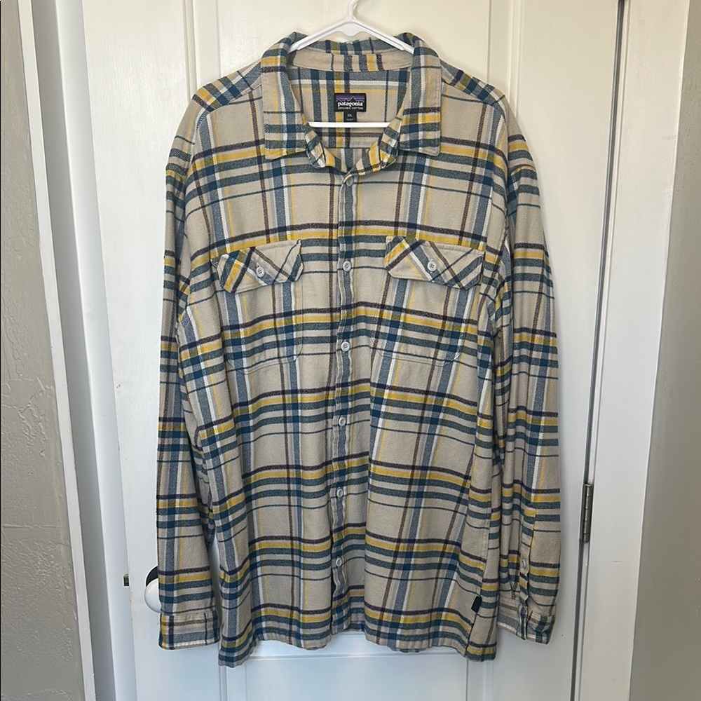 Patagonia Plaid Flannel Shirt - Blue and Yellow